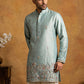 Silk Blend Embroidered Kurta for Men ( 65KO 5602Sky ) [FF] [G-4]