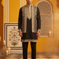 Men's Embroidered Waistcoat and Kurta Pyjama ( JOKPWCS 5054Black )