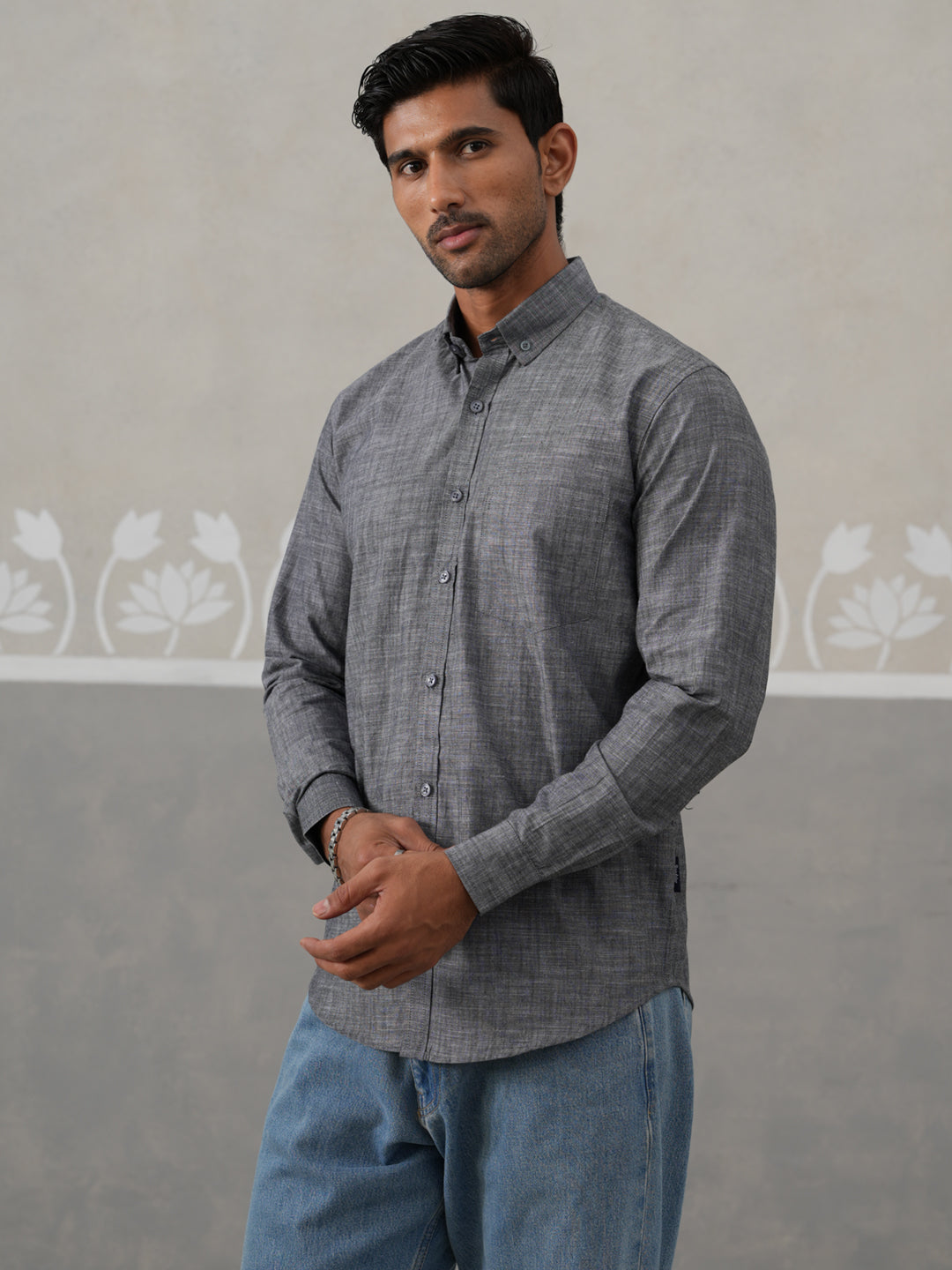 Cotton Blend Solid Casual Shirt for Men ( RDSH 032Grey )