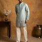 Silk Blend Embroidered Kurta & Korean Pants Set ( 65KP PJ11W 5602Sky ) [FF] [G-4]
