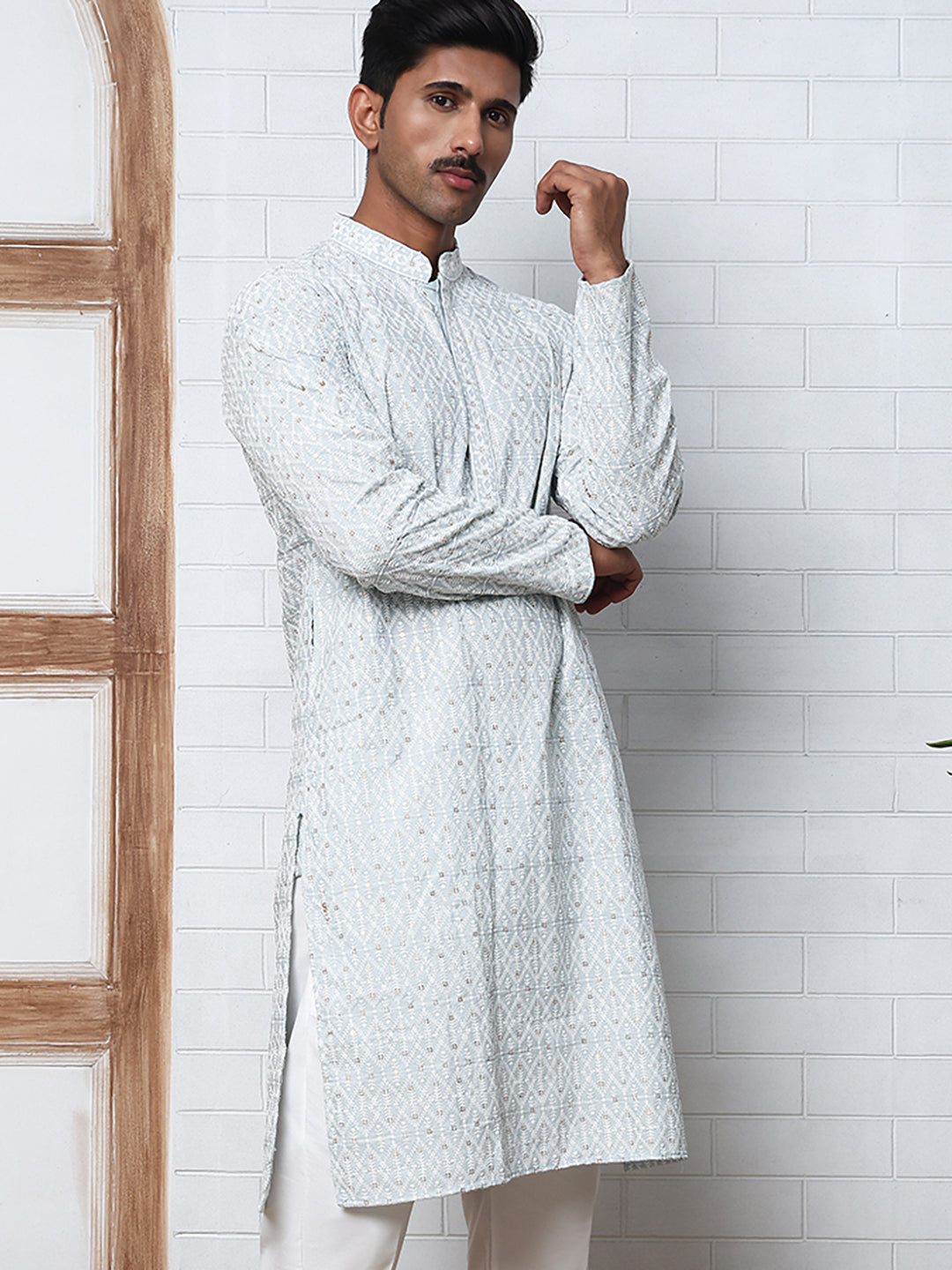 Embroidered Viscose Rayon Kurta ( ANMKO 280Blue )  [RT] [M-6]