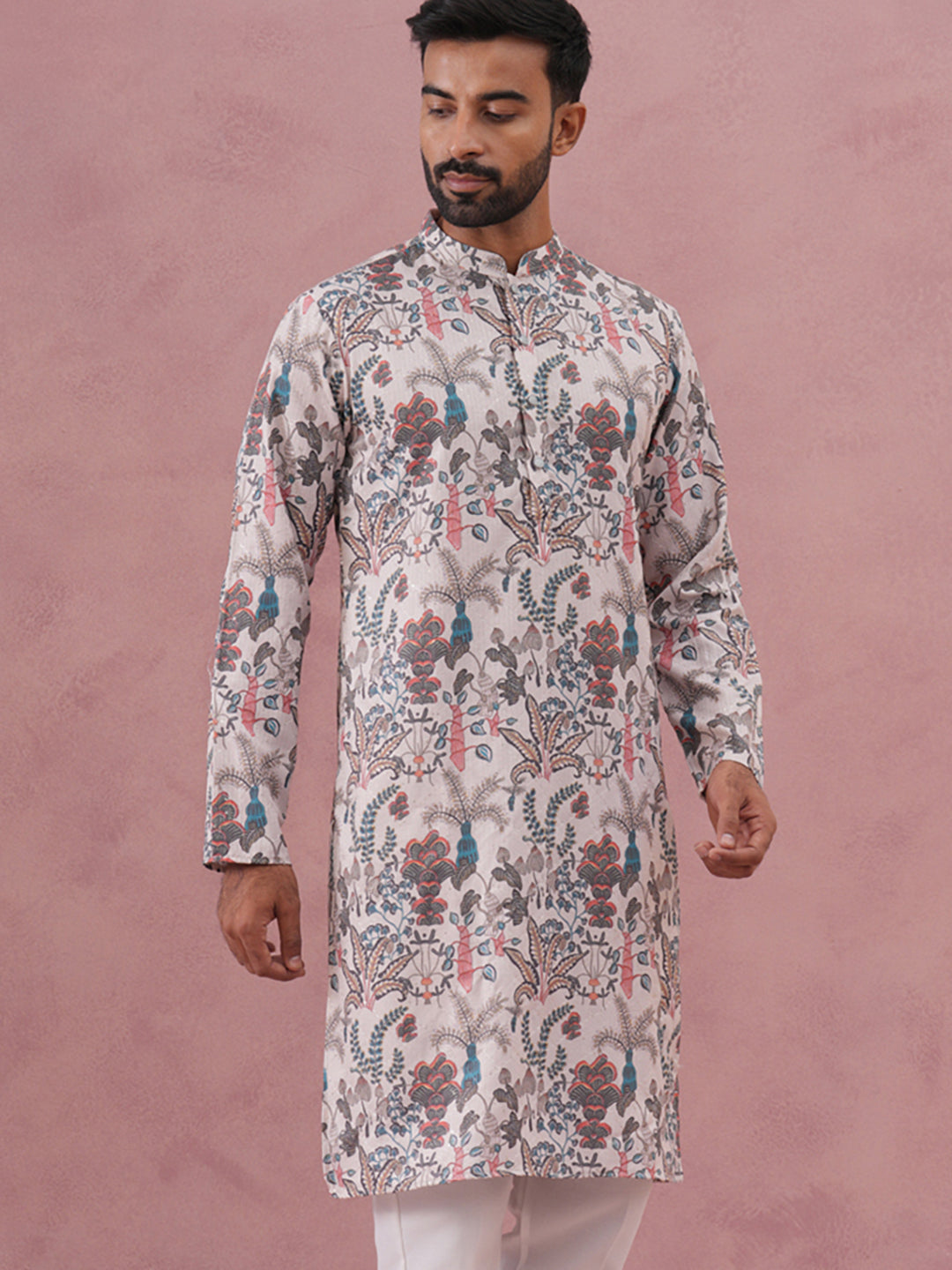 Men’s Stylish Printed Cotton Blend Kurtas ( ANMKO 274Blue )  [RT] [N-6]