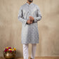 Men's Foil Print Traditional Kurta Pyjama ( 65KP W F 5630 Grey )
