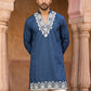 Cotton Blend Embroidered Kurta for Men ( 65KO 5634 Peacock )
