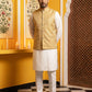 Woven Design Nehru Jacket With Solid Kurta Pyjama for Men ( JOKPWC 636W 4005Golden )