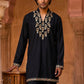 Japanese Fabric Designer Embroidered Kurta ( 65KO 5633 Black )