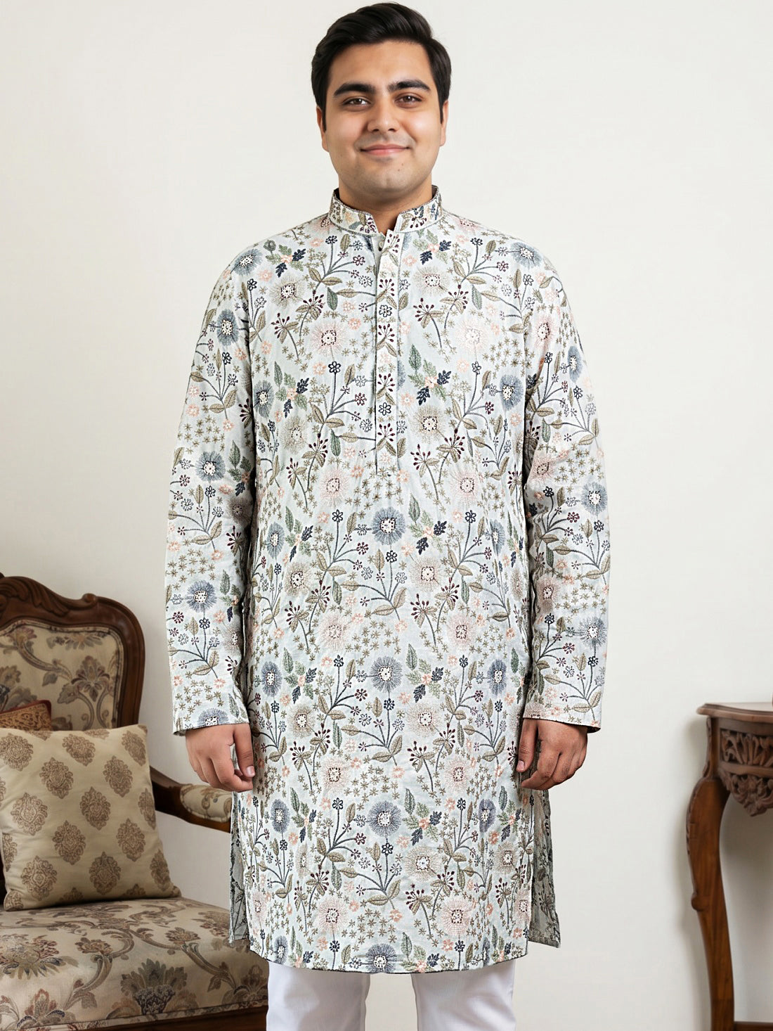 Embroidered Kurta For Men ( KO 5227White XXLxx )