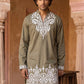 Embroidered Cotton Blend Kurta for Men ( 65KO 5635 Olive )