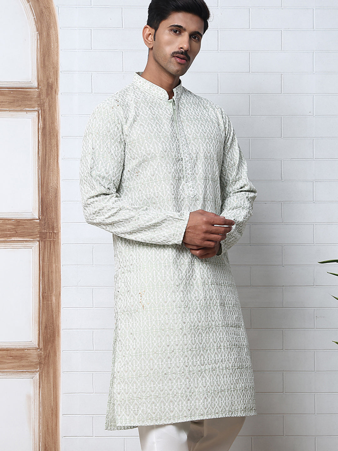 Embroidered Viscose Rayon Kurta ( ANMKO 280Lime )  [RT] [M-6]