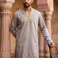 Cotton Blend Embroidered Kurta with Korean Pants ( 65KP PJ11W B 5634 Brown )