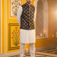 Men's Black Printed Nehru Jacket With Solid Kurta Pyjama ( JOKPWC 592W 4032Black )
