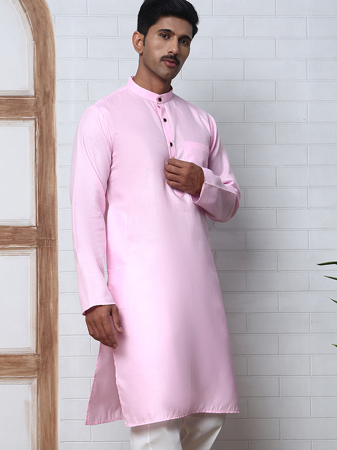 Solid Kurta for Men ( ANMKO 273Pink )  [RT] [H-3]