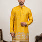Silk Blend Embroidered Kurta for Men ( 65KO 5600Mustard ) [FF] [G-4]
