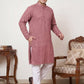 Magenta Embroidered and Sequence Kurta with Pyjama