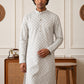 Men's Foil Print Traditional Kurta ( 65KO 5642 White )