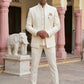 Men Woven Jacquard Indo-Western Set ( 50JIND 155Cream S )