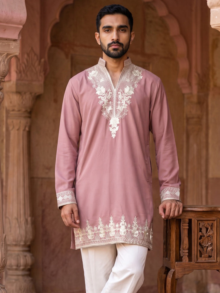 Embroidered Japanese Fabric Kurta ( 65KO 5638 Magenta )