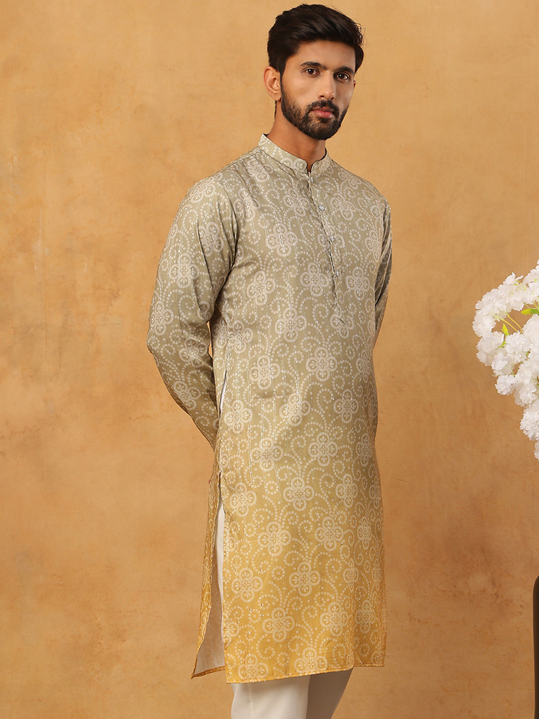Bandhani Print Thread-Work Kurta ( ANMKO 291Pista )