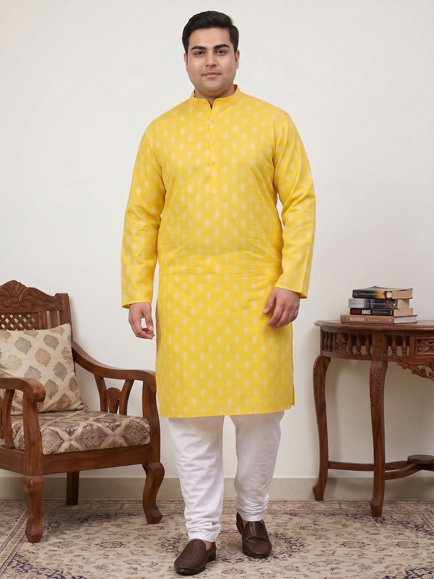 Floral Printed Kurta with Pyjama for Men