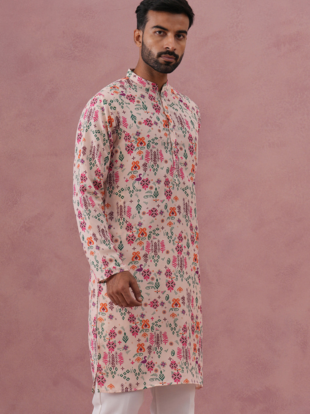 Cotton Blend Printed Kurtas ( ANMKO 275Peach )  [RT] [L-3]