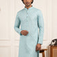 Men's Foil Print Traditional Kurta ( 65KO 5642 Sky )