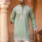 Embroidered Cotton Blend Kurta with Korean Pants ( 65KP PJ11W C 5639 Green )