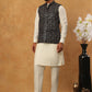 Velvet Embroidered Nehru Jacket Kurta Pyjama Set ( HOPKPWC_592W_7029Black )