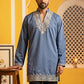 Cotton Blend Embroidered Kurta for Men ( 65KO 5634 Blue )