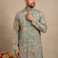 Floral Print & Thread Work Kurta for Men ( 65KO 5631 Blue )