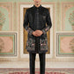 Men’s Black Heavily Embroidered Indo-Western Set ( 50JIND 127Black S )