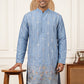 Men's Silk-Blend Embroidered Kurta ( 65KO 5637 Sky )