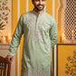 Embroidered Cotton Blend Kurta with Korean Pants ( 65KP PJ11B C 5639 Green )