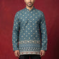 Men's Cotton Blend Printed Kurta ( 65KO 5593Teal ) [FF] [H-9]
