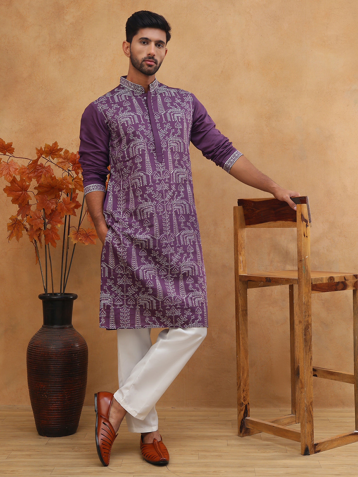 Festive Silk Blend Embroidered Kurta ( HOPKO 017Purple )  [RT] [P-7]
