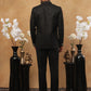 Men's Classic Black Embroidered Indo-Western Suit Set ( 50JIND 102 Black )