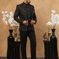 Men's Classic Black Embroidered Indo-Western Suit Set ( 50JIND 102 Black )