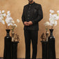 Men's Classic Black Embroidered Indo-Western Suit Set ( 50JIND 102 Black )