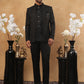 Men's Classic Black Embroidered Indo-Western Suit Set ( 50JIND 102 Black )