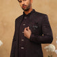 Men's Royal Wine Embroidered Indo-Western Suit Set ( 50JIND 102 Wine )