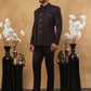 Men's Royal Wine Embroidered Indo-Western Suit Set ( 50JIND 102 Wine )