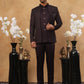 Men's Royal Wine Embroidered Indo-Western Suit Set ( 50JIND 102 Wine )