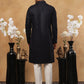Men's Navy Blue Geometric Embroidered Indo Western Set ( 50JIND 103 Blue )