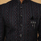 Men's Navy Blue Geometric Embroidered Indo Western Set ( 50JIND 103 Blue )