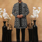Men's Black & Off-White Floral Embroidered Indo-Western Set ( 50JIND 105 Off-White )