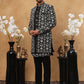 Men's Black & Off-White Floral Embroidered Indo-Western Set ( 50JIND 105 Off-White )