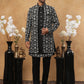 Men's Black & Off-White Floral Embroidered Indo-Western Set ( 50JIND 105 Off-White )