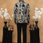 Men's Black & Silver Geometric Floral Indo-Western Set ( 50JIND 109 Off-White )