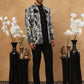 Men's Black & Silver Geometric Floral Indo-Western Set ( 50JIND 109 Off-White )