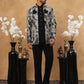 Men's Black & Silver Geometric Floral Indo-Western Set ( 50JIND 109 Off-White )