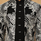 Men's Black & Silver Geometric Floral Indo-Western Set ( 50JIND 109 Off-White )